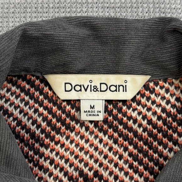 Davi & Dani Womens Size M Gray Jacket Southwestern Aztec Corduroy Boho Shacket - Picture 9 of 16